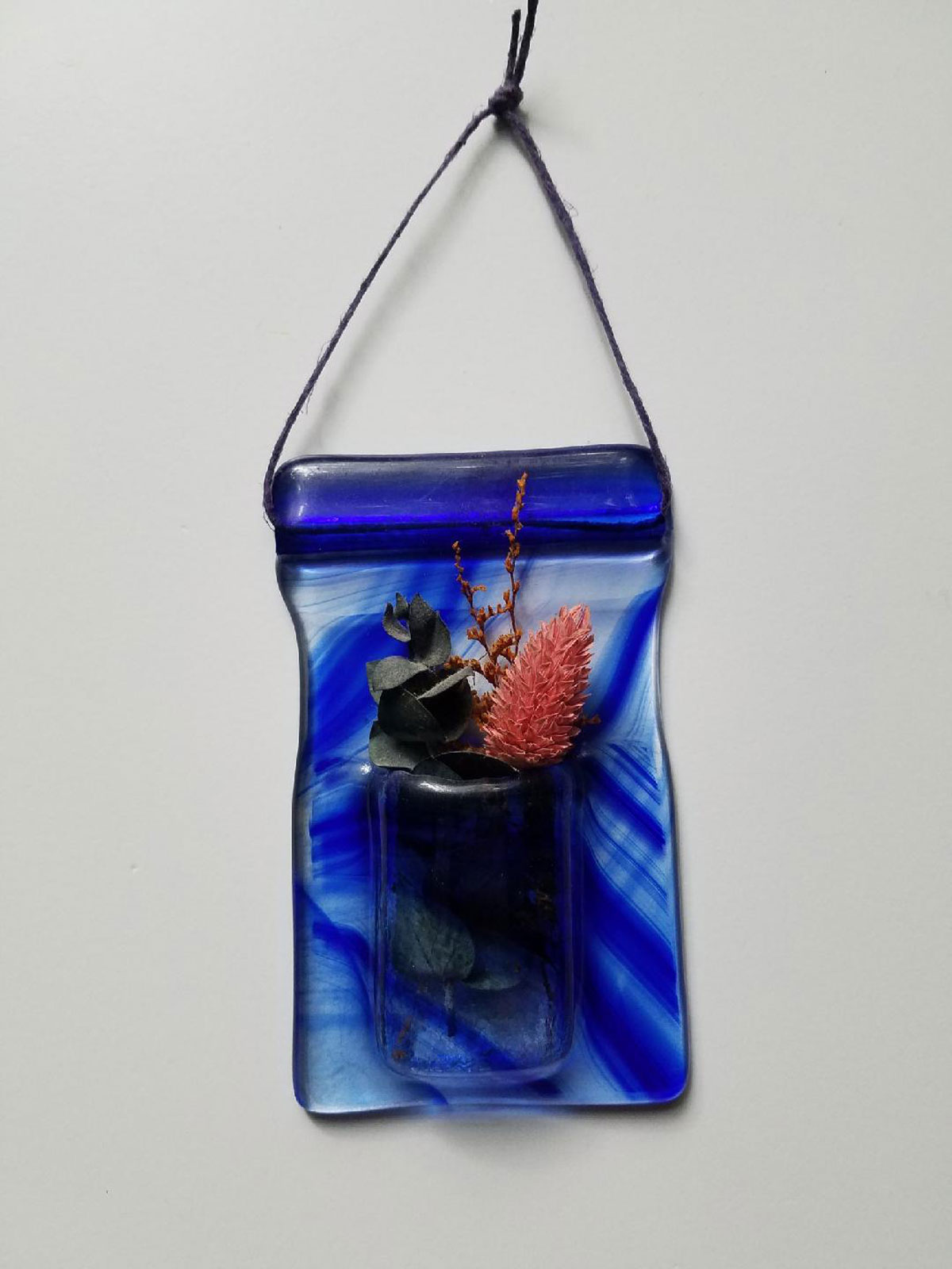 Fully fused blue glass made to look like a pocket